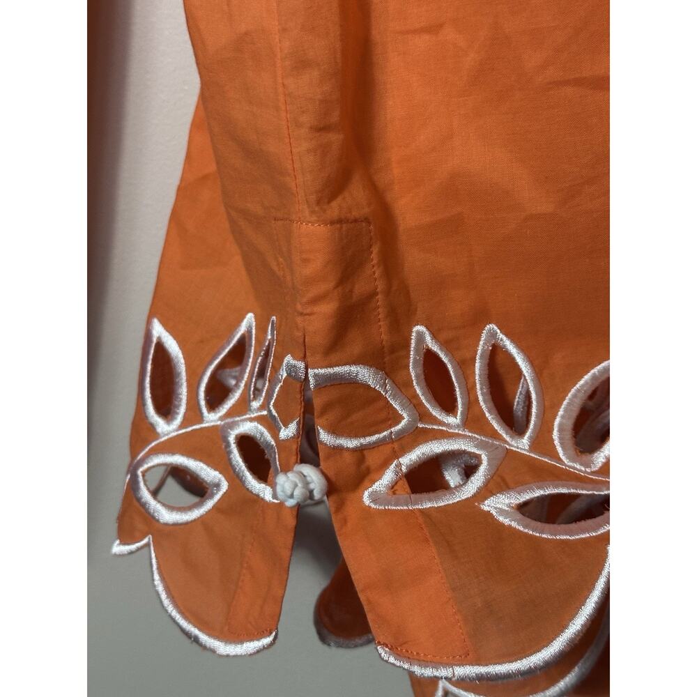 Lilly Pulitzer Top Womens Small Orange Embroidered Poplin Tunic Blouse Eyelet S - Picture 9 of 13